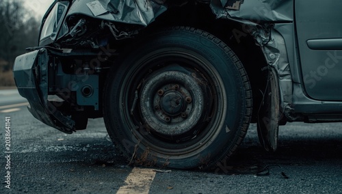 Front tire impact in a vehicular accident