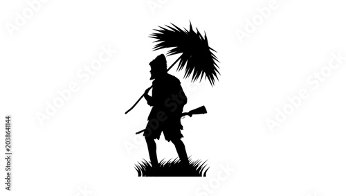 Robinson Crusoe symbol, black isolated vector silhouette