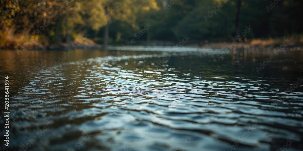 Fototapeta premium Harmonious Water Body with Soft Wavelets, Tranquil Nature Surroundings