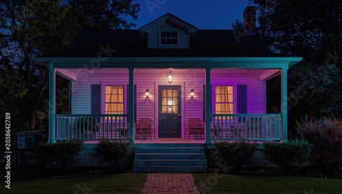 Family cottage porch aglow ...
