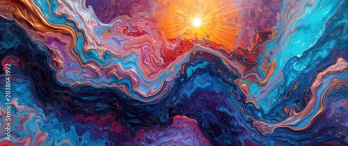 Colorful fluid acrylic pain...