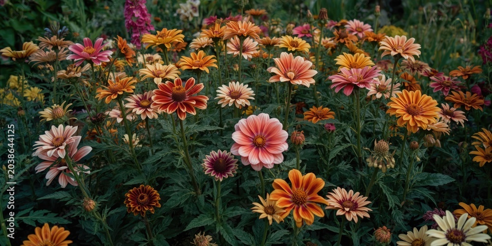 Obraz premium Energetic cosmos blooms flourishing with vivid colors in garden