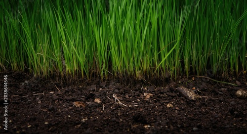 Close up view of rich soil ...