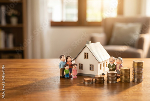 Family Wealth and Home Ownership Planning Concept with Savings Growth