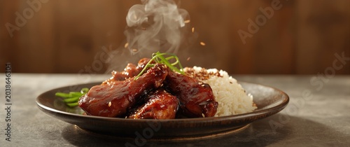 Glazed teriyaki chicken ser...