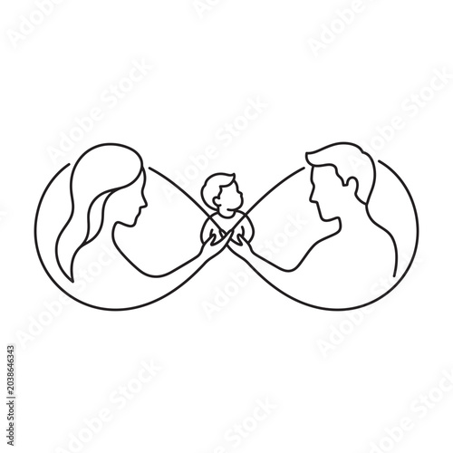 Family connection line art illustration for global day of parents on white background
