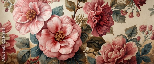 detailed floral canvas illu...