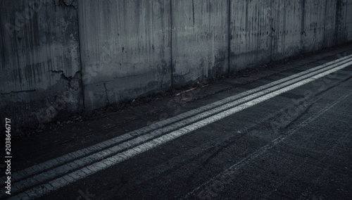 Concrete wall and asphalt r...