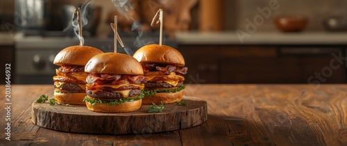 Flavorful gourmet burgers l...