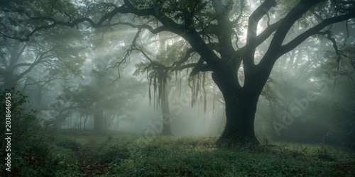 Dense forest shrouded in mo...