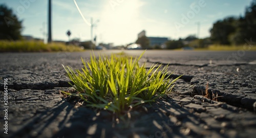 Green grass sprouting throu...