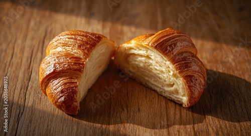 golden croissant sliced in ...