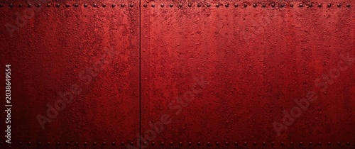 Close up of a riveted red m...