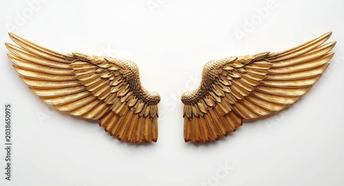 Elegant golden wings displa...