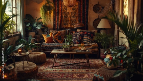 Ethnic bohemian living spac...