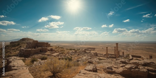 Desert mountaintop ruins wi...