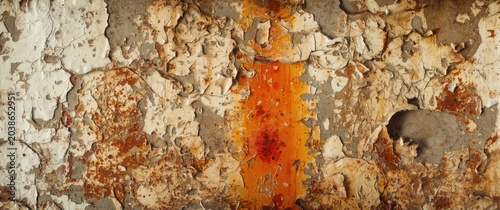 Distressed wall covered in ...