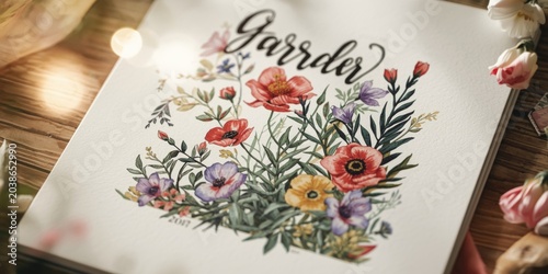 Hand drawn garden themed ar...