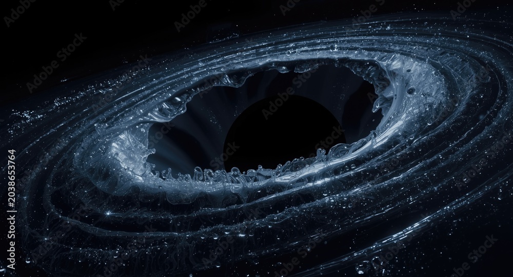 Obraz premium Dark astronomical black hole emitting liquid like waves in space