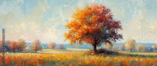 Hand painted vibrant landsc...
