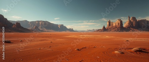 Desolate red dirt desert un...