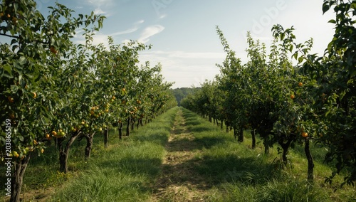 Fruit orchard landscape wit...