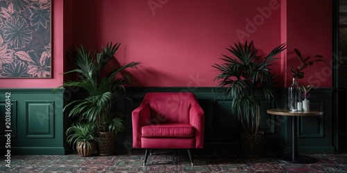 Cool toned hotel lounge int...