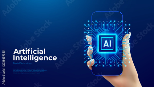 Tableau sur toile Technology mobile AI processor