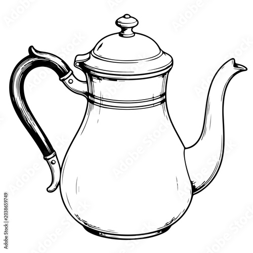 Tableau sur toile Coffee percolator, silhouette teapot kitchen appliance