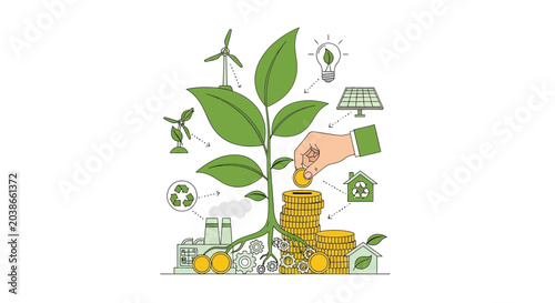 Conceptual illustration of green investment and sustainable financial growth.