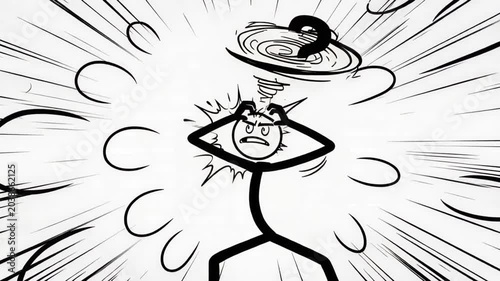 Animated figure experiencing confusion with question mark concept