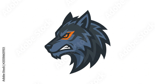 Фотография Fierce Wolf Head Emblem with Intense Eyes.
