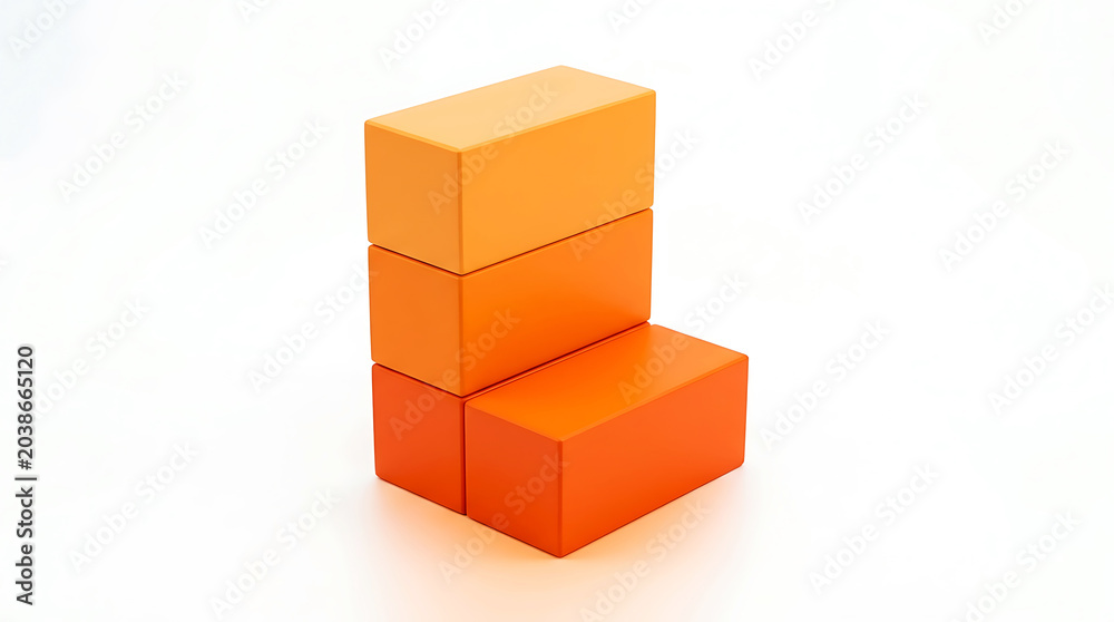 Naklejka premium Four orange rectangular blocks arranged in an L shape construction
