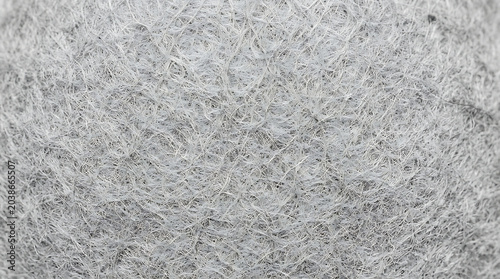 Extreme CloseUp Macro Texture of White Synthetic Felt Fibers with Detailed Tangled Pattern for Industrial Background and Sport Material Design