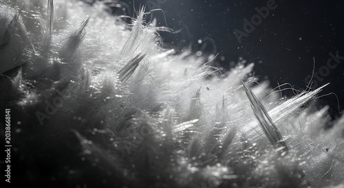 Macro View of Hazardous Raw White Asbestos Fibers with Airborne Dust Particles Illustrating Health Risks Lung Disease Exposure and Professional Abatement Services