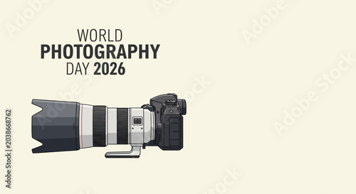 Photos World Photography Day 2026 Celebration Graphic with Professional Camera