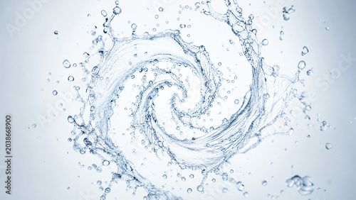 A dynamic swirl of water droplets creating an eye-catching splash effect, symbolizing fluidity and nature's beauty.