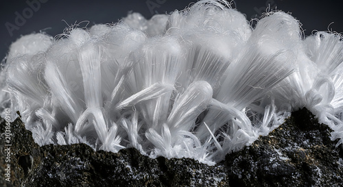 Macro View of Raw Chrysotile Asbestos Fibers on a Mineral Specimen Representing the Dangerous Carcinogenic Material Often Found in Building Insulation and Old