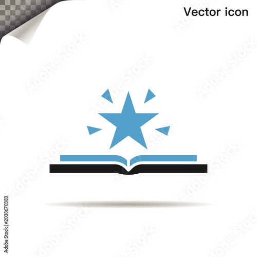 Foto Minimalist icon of open book with radiant star, symbolizing knowledge, inspiration, and educational achievement