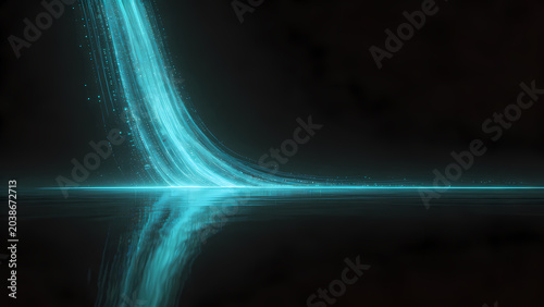 Blue light band on black background