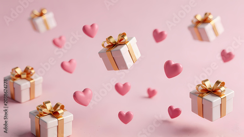 White gift boxes with golden bows