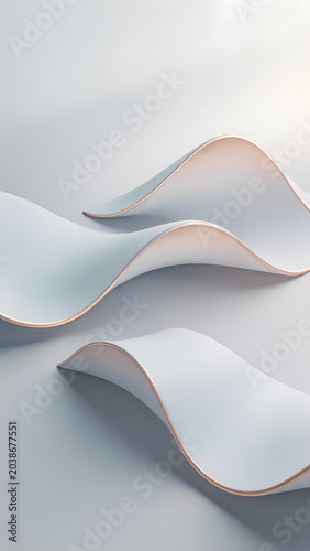 White abstract forms with pink glow