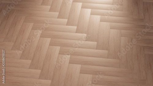Wood Flooring Installation 3d animation. Installation of wooden laminate flooring in a modern empty room. Home renovation, interior construction, and flooring installation concepts