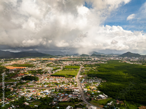 Aerial view village in Phuket Thailand nature background