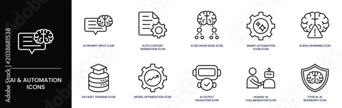 Photography Set of AI and Automation Icons for Data Science