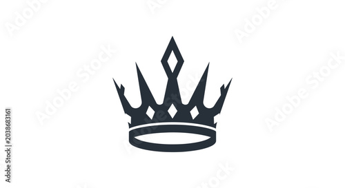 Photos Sharp black spiky crown icon with diamond patterns.