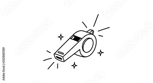 Tableau sur toile Shiny referee whistle hand drawn icon illustration.