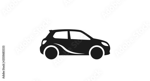Side profile silhouette of a compact hatchback car.