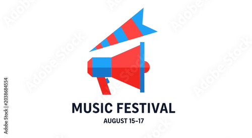 Music Festival Event Announcement with Megaphone Illustration