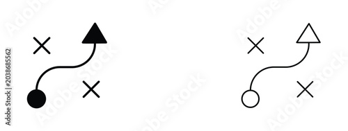 Tableau sur toile Minimalist sports strategy icons, tactical game plan diagram with arrows and cro